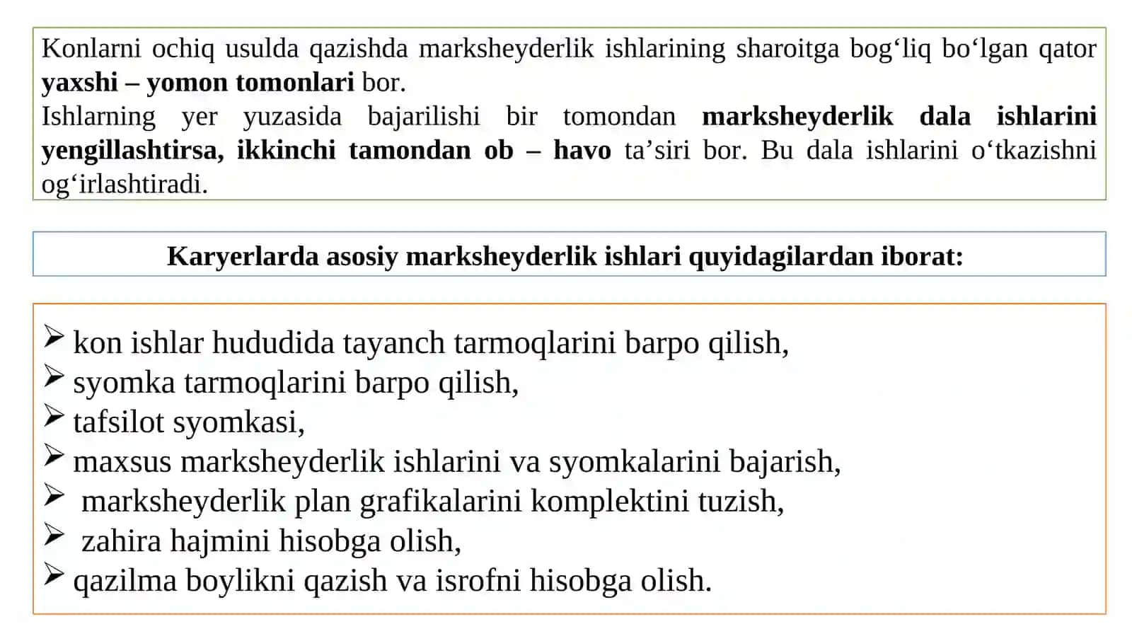 9-Mavzu Foydali qazilma konlarini ochiq usulda qazib olishning marksheyderliki ta`minoti 2