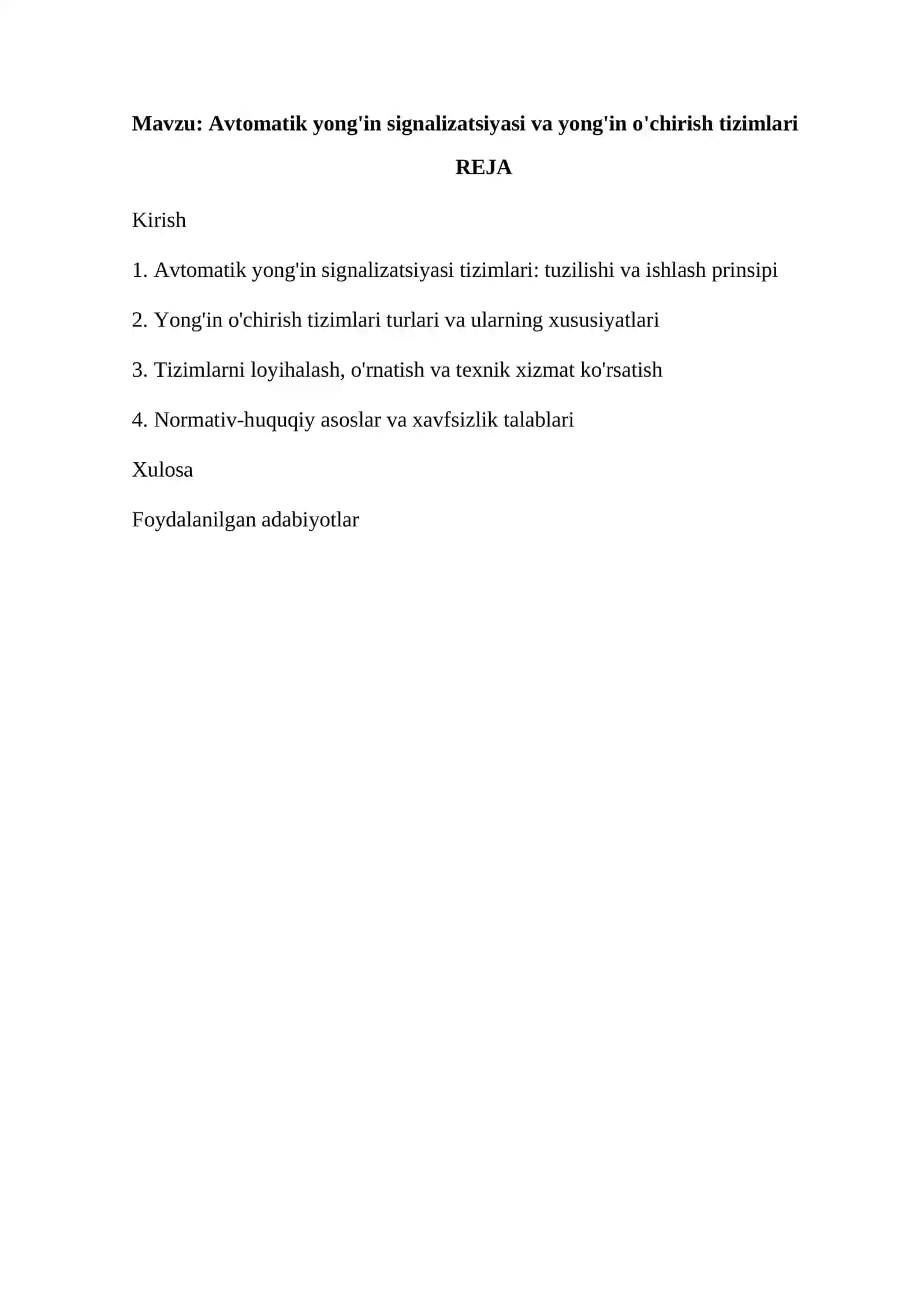 AVTOMATIK YONG'IN SIGNALIZATSIYASI VA YONG'IN O'CHIRISH TIZIMLARI 2