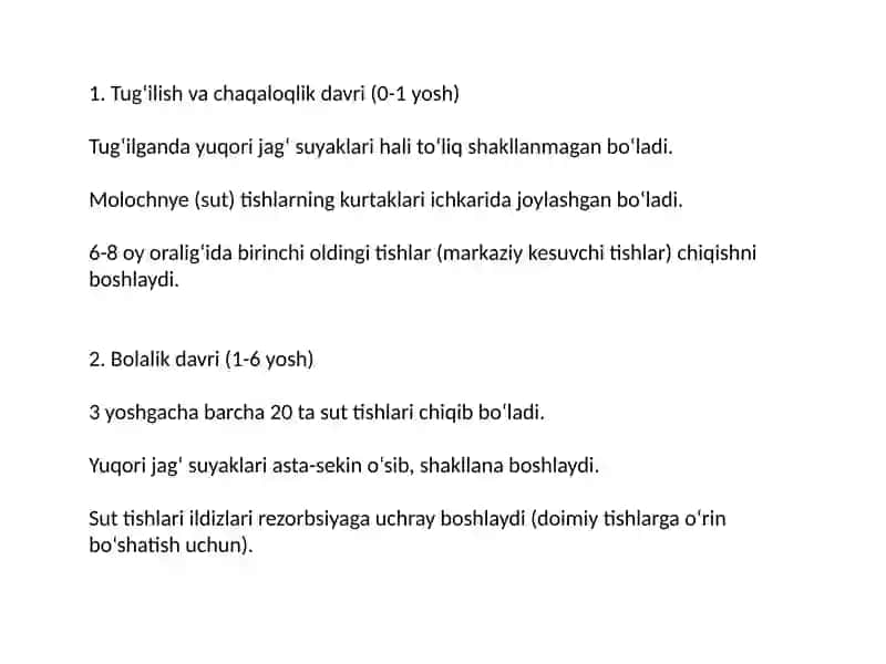 Yuqori jag’ tuzilishi yoshga oyid o’zgarishlar 2