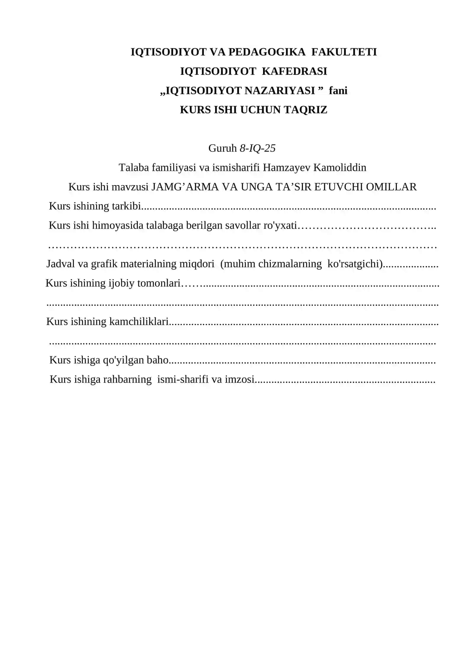 JAMG’ARMA VA UNGA TA’SIR ETUVCHI OMILLAR 2