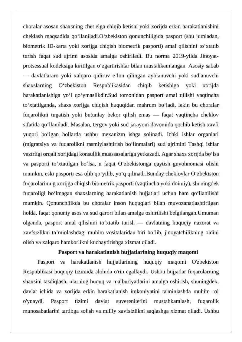Pasportning (harakatlanish hujjatining) amal qilishini to‘xtatib turish 2