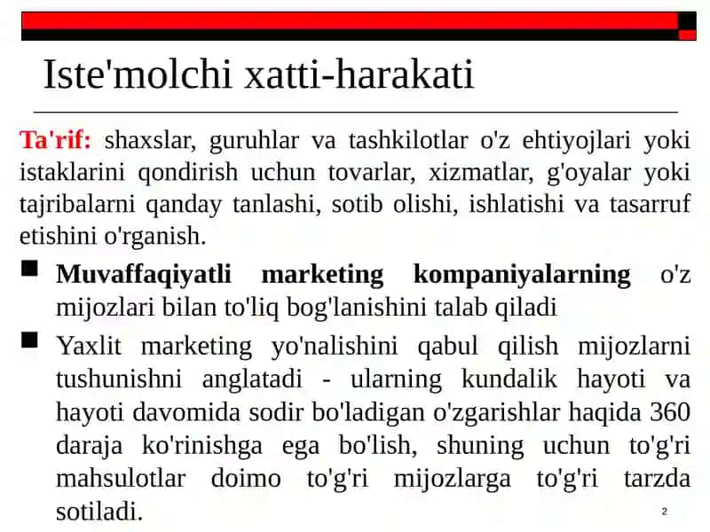 Iste'mol bozorlarini tahlil qilish 2