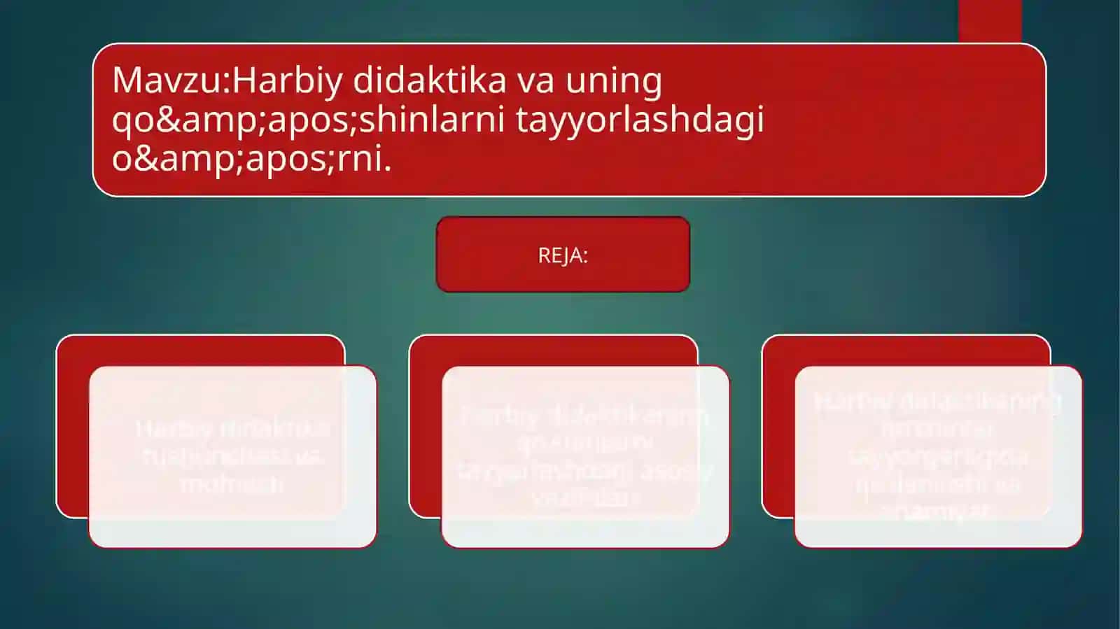 Harbiy pedagogika va psixologiya fanidan tayyorlagan taqdimoti 2