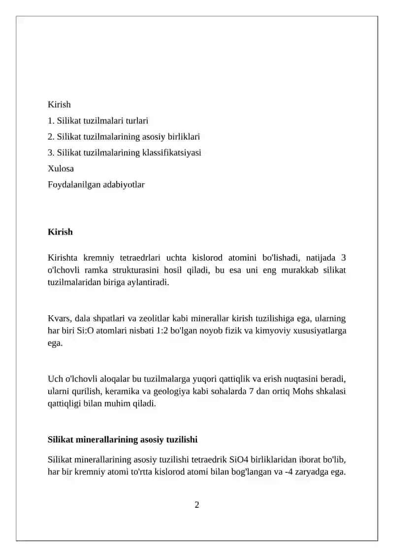 Silikatlar strukturalarining turlari 2