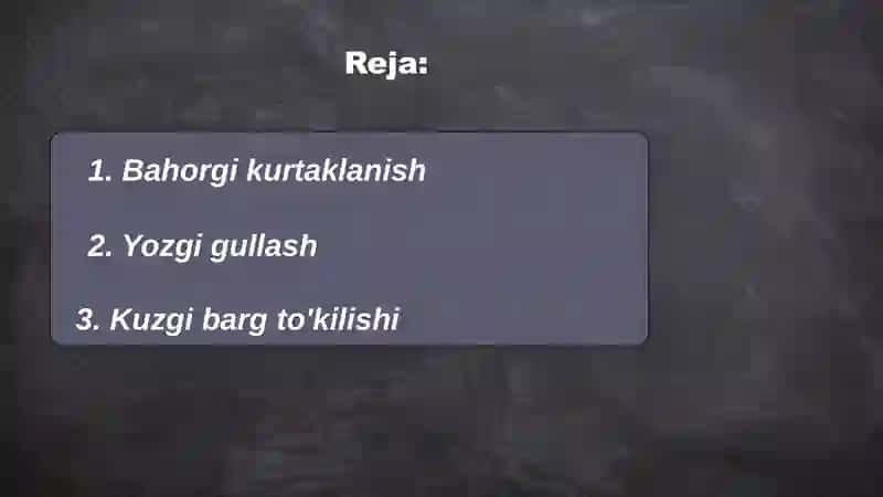 Osimliklarda davrlar va mavsumiy hodisalar 2