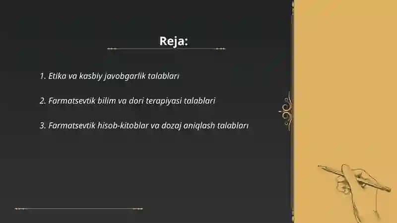 Farmatsevtning kasbiy kompitentligiga qo'yiladigan talablar 2
