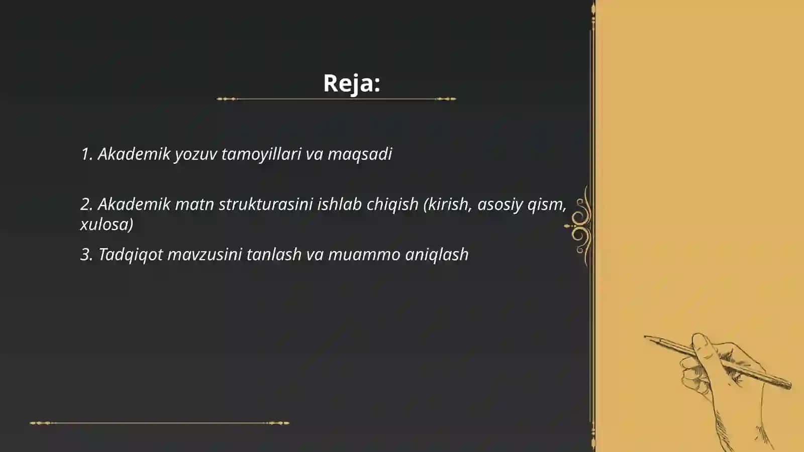 Yozma akademik matnlarni yaratish ko'nikmalarini shakllantirish 2