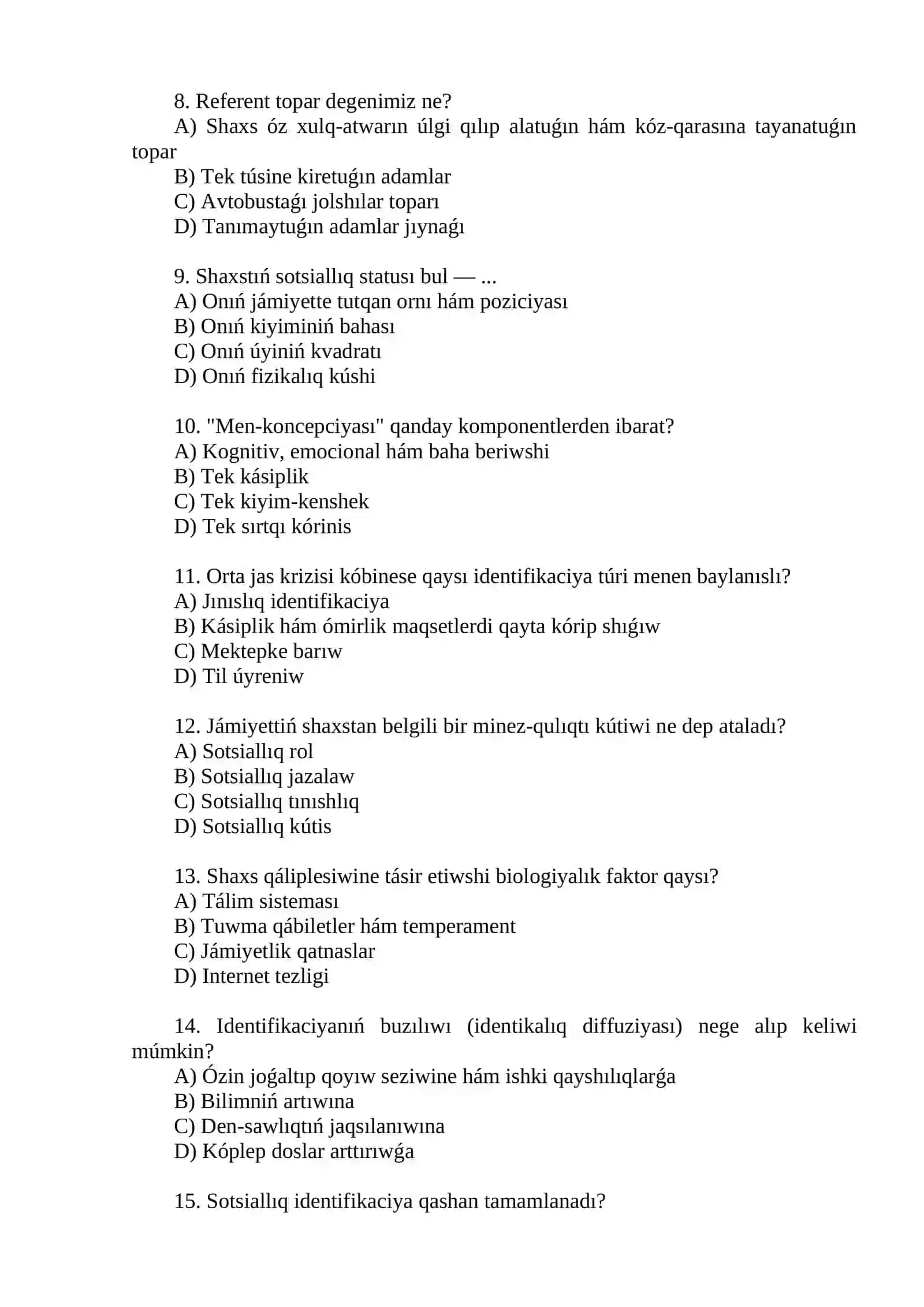 Sotsiallıq identifikaciya hám shaxs qáliplesiwi 2
