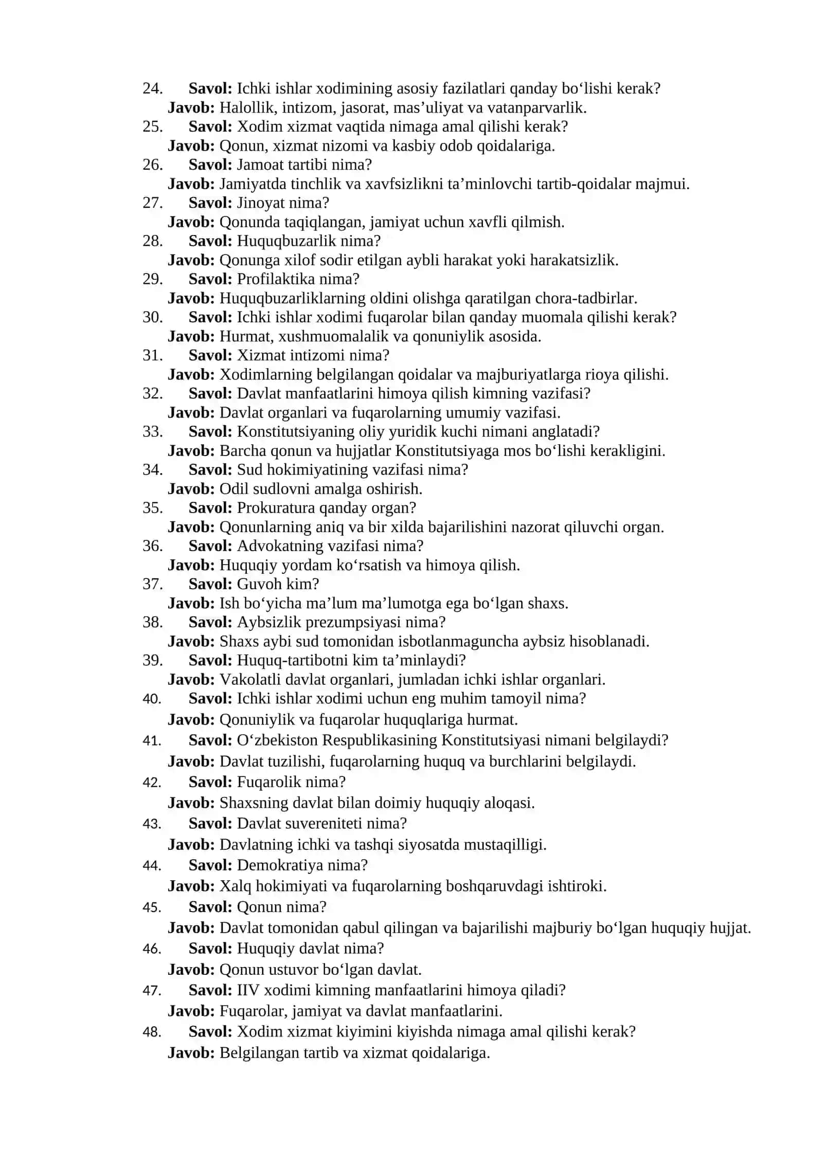 Ichki ishlar suhbat savollari 2