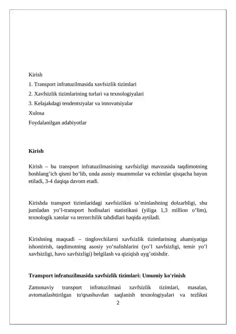 Transport infratuzulmasida xavfsizlik tizimlari 2