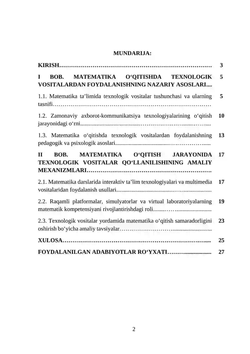 Matematika o‘qitishda texnologik vositalar 2