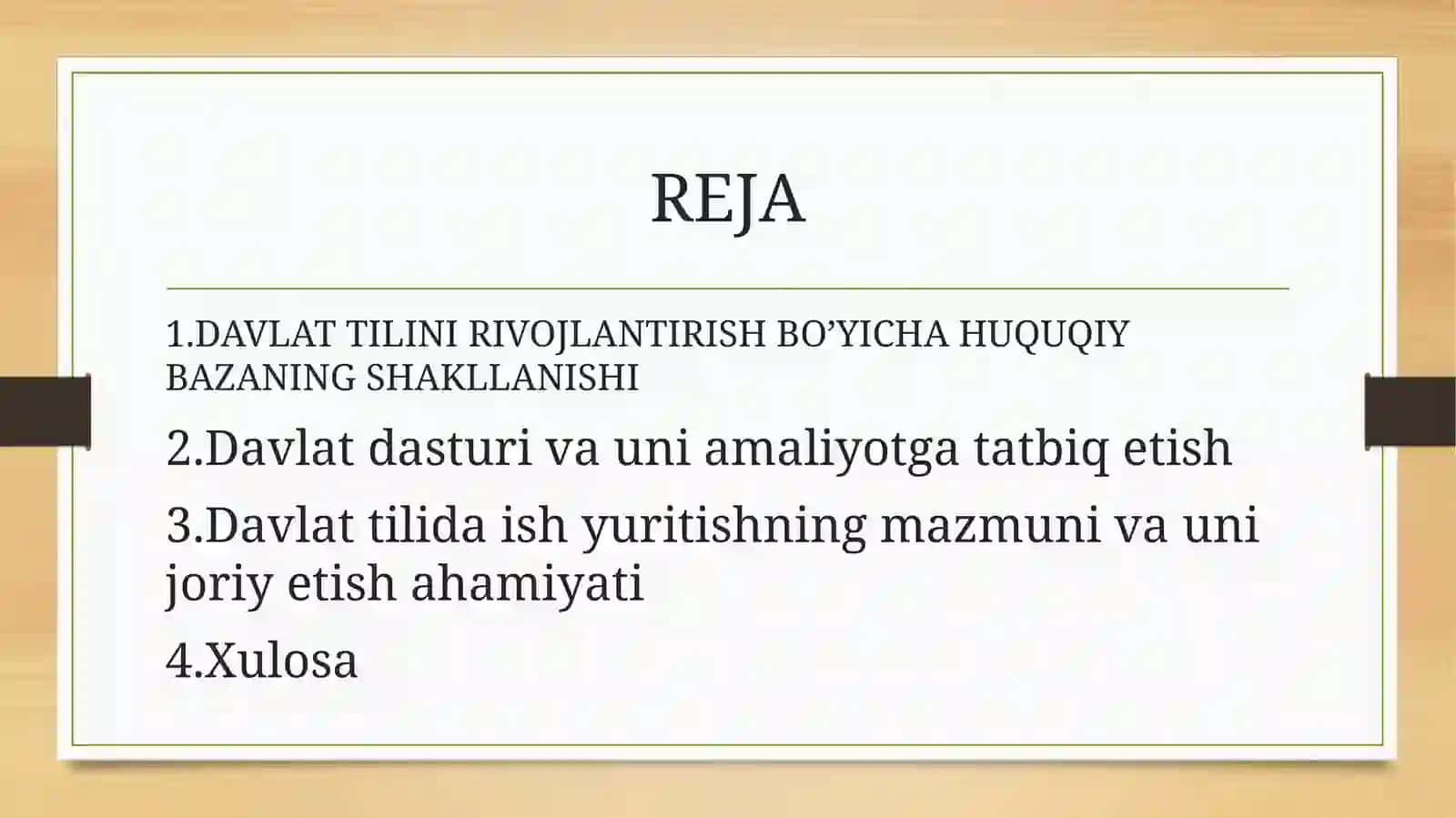 Davlat tilini rivojlantirish yo'lida qabul qilingan qonun hujjatlarining davlat tilida ish yuritishda ahamiyati 2