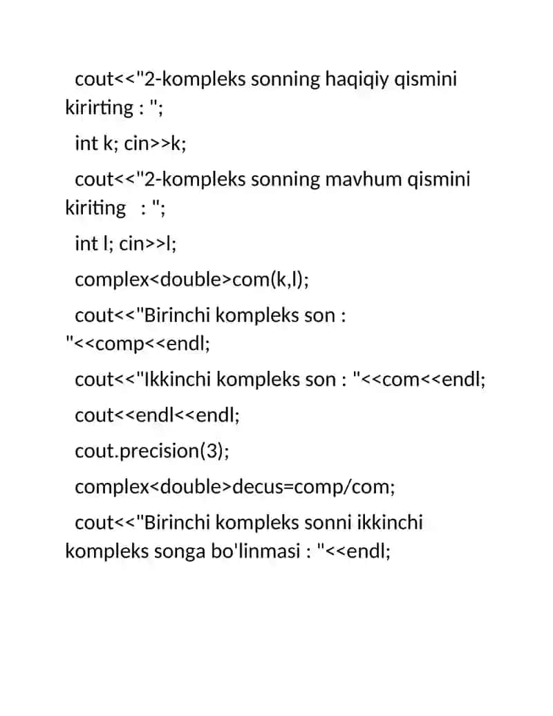 Complex sonlarni bo'linishi 2