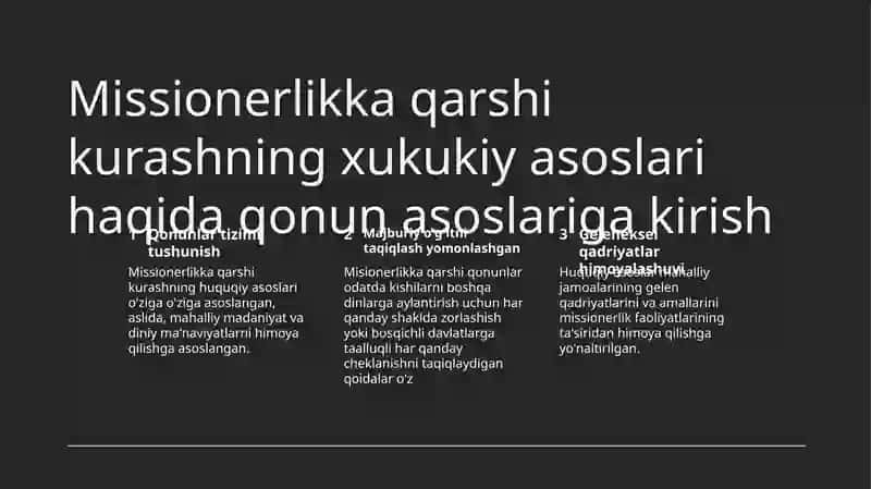 Missionerlikka karshi kurashning xukukiy amaliy asoslari 2