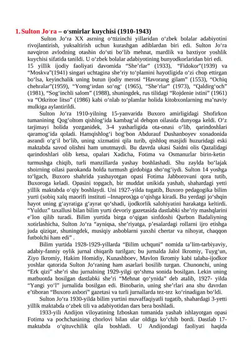 Sulton Jo‘raning vatanparvarlik mavzusida yozilgan asarlari tahlili 2