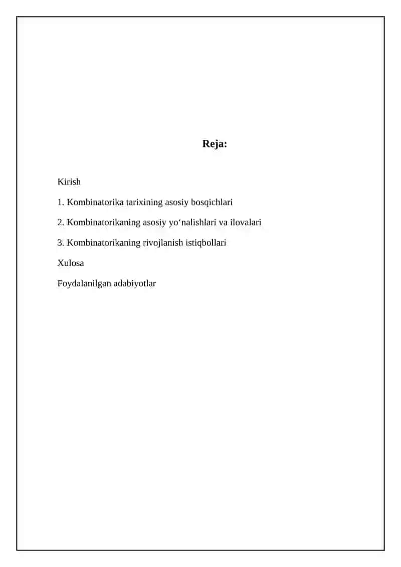 Kombinatorika fanining rivojlanish tarixi 2