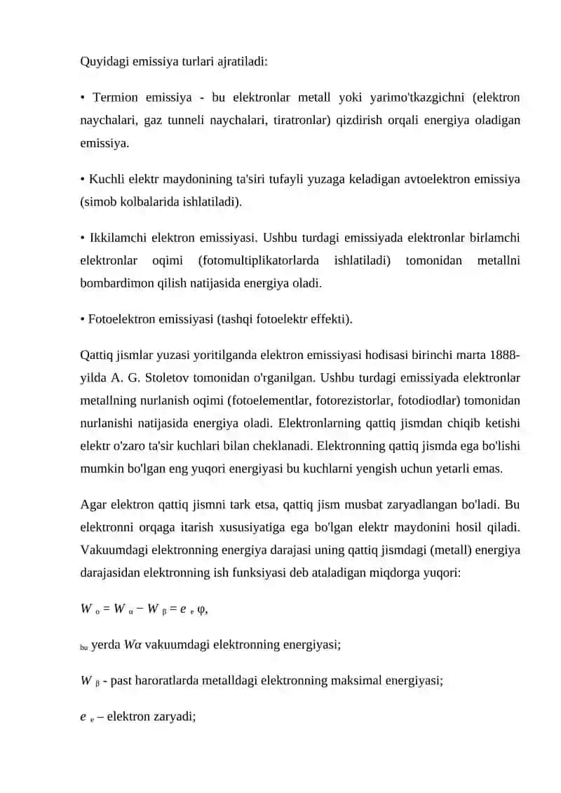 Elektron emissiya hodisasi 2