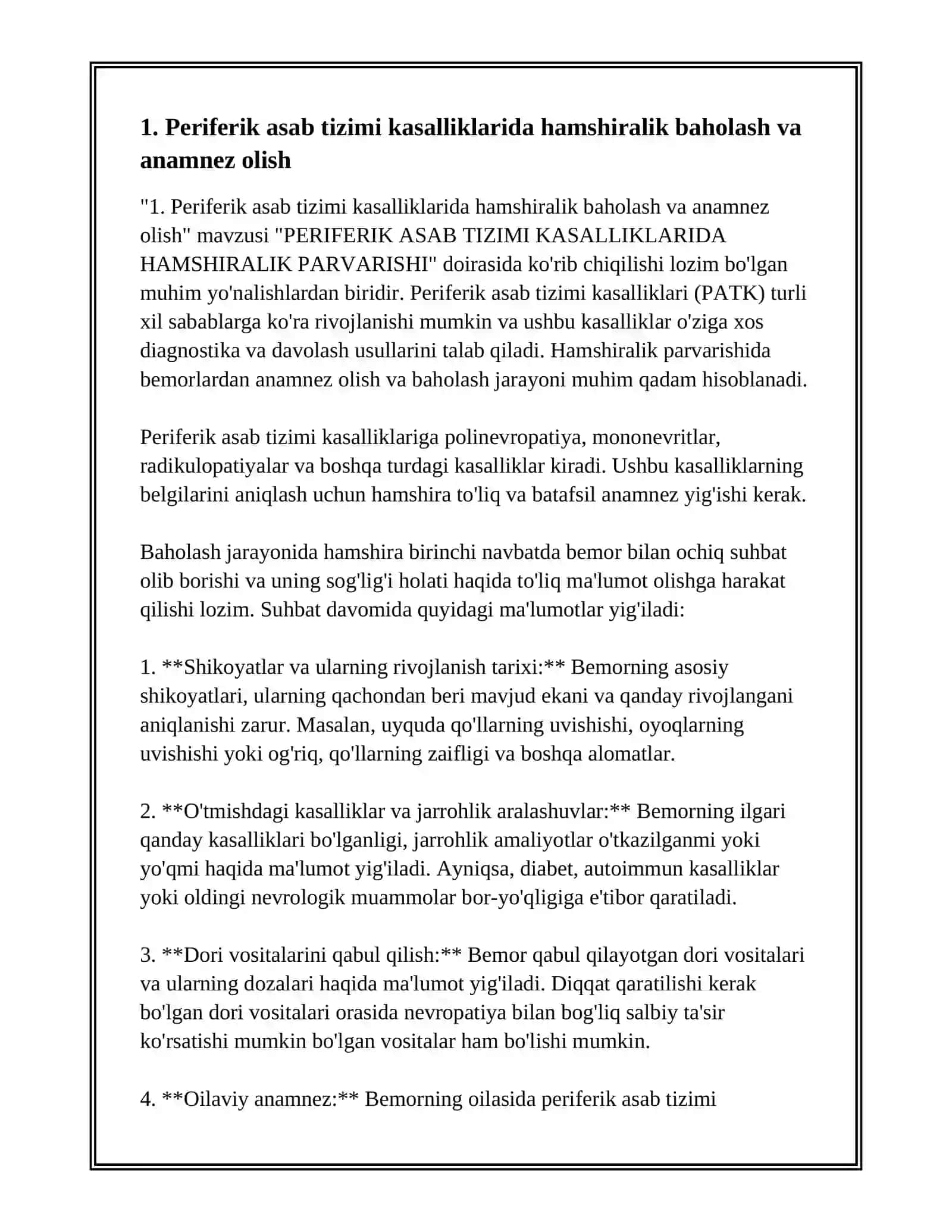 PERIFERIK ASAB TIZIMI KASALLIKLARIDA HAMSHIRALIK PARVARISHI 2