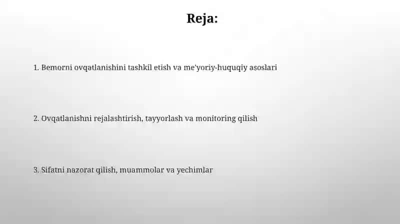 Bemorlarning ovqatlanishini tashkil etish va nazorat qilish 2