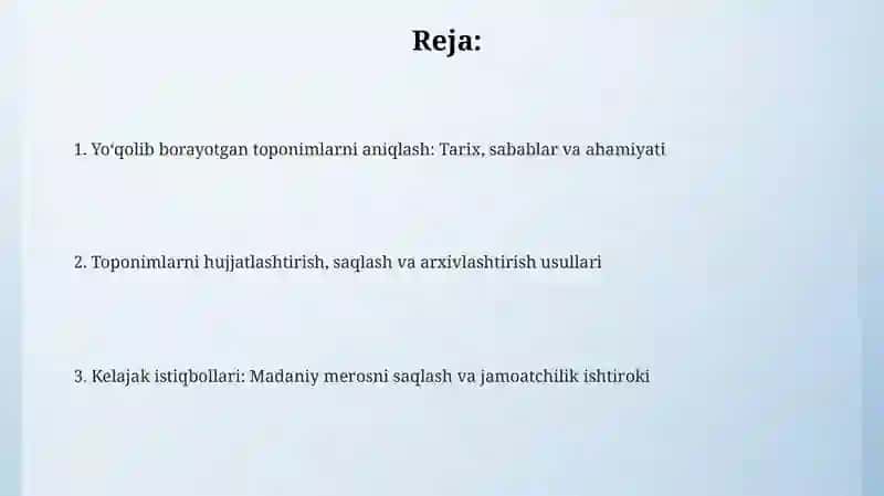 Toponimlarning yo'qolishi va o'zgarishining sabablari va tarixiy konteksti 2