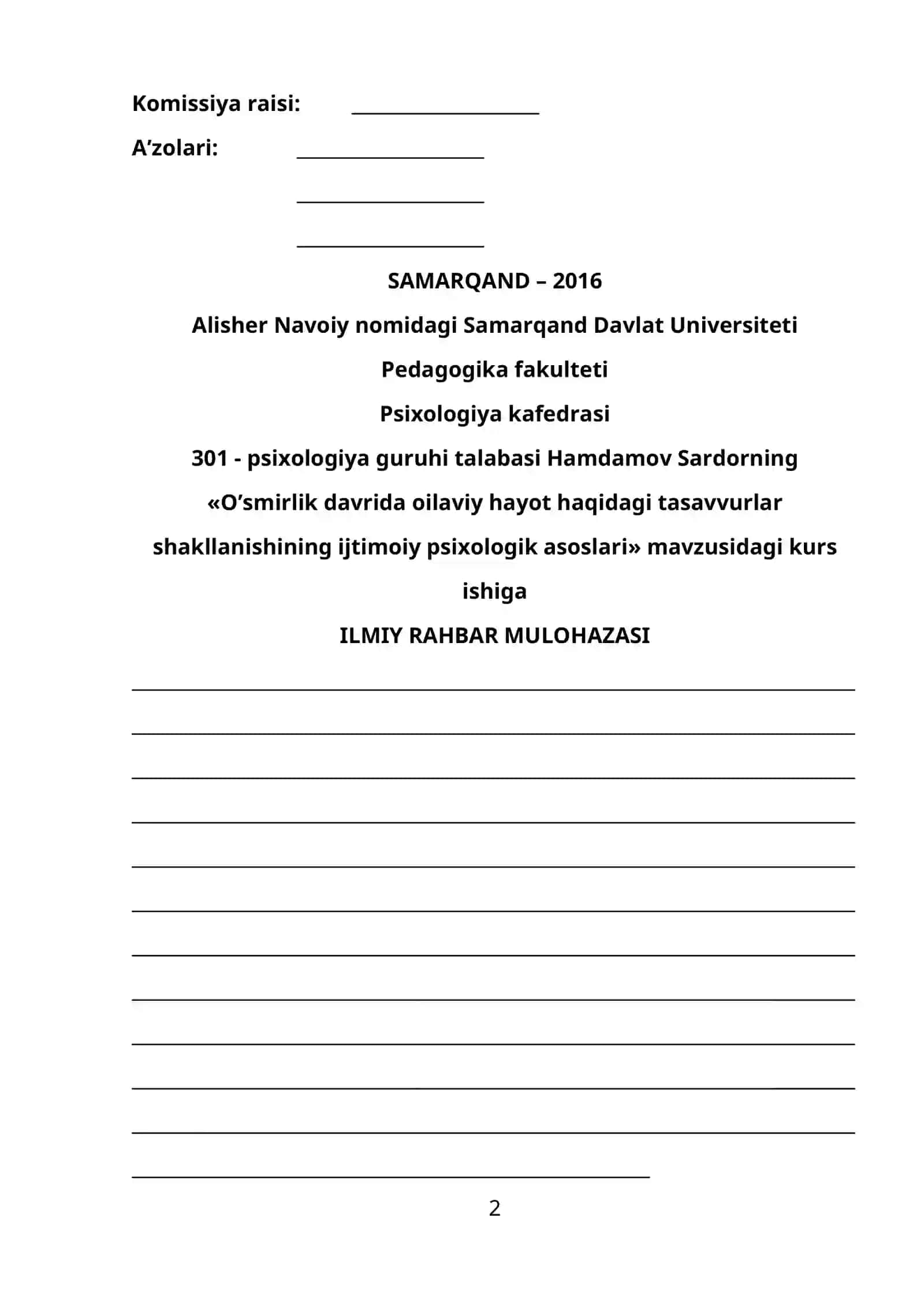 O’SMIRLIK DAVRIDA OILAVIY HAYOT HAQIDAGI TASAVVURLAR SHAKLLANISHINING IJTIMOIY PSIXOLOGIK ASOSLARI 2