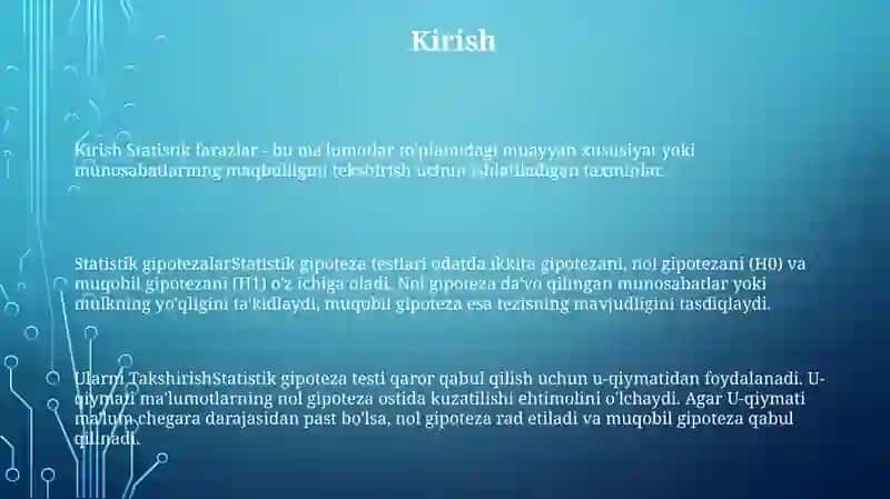 Statistik Gipotezalar Va Ularni Takshirish 2
