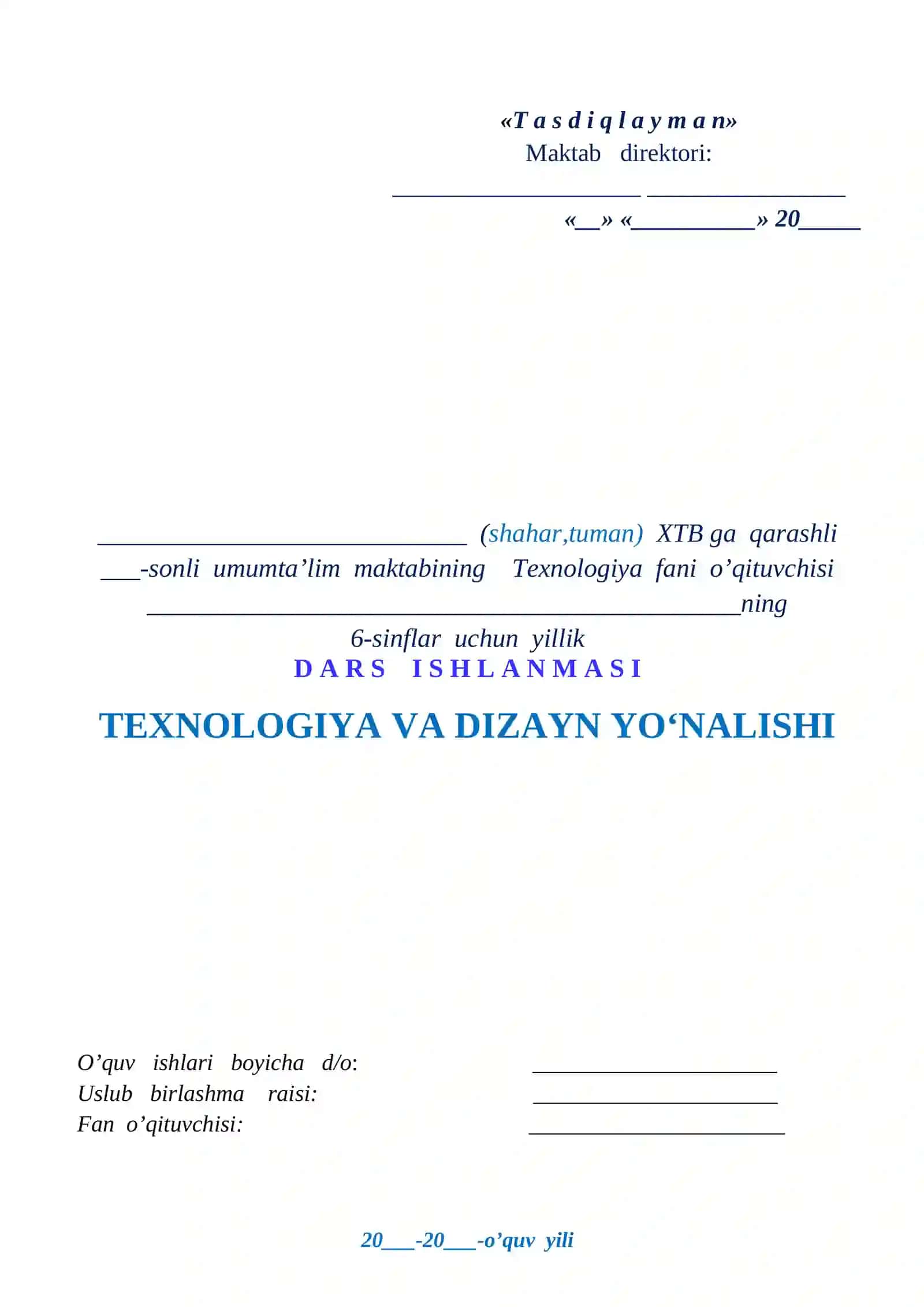 TEXNOLOGIYA VA DIZAYN YO‘NALISHI 2