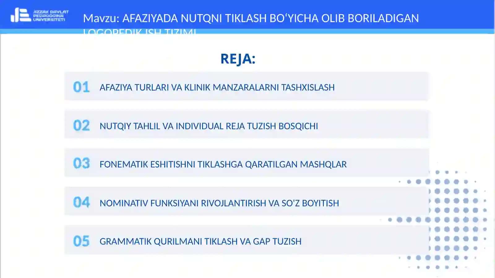 AFAZIYADA NUTQNI TIKLASH BOʻYICHA OLIB BORILADIGAN LOGOPEDIK ISH TIZIMI 2