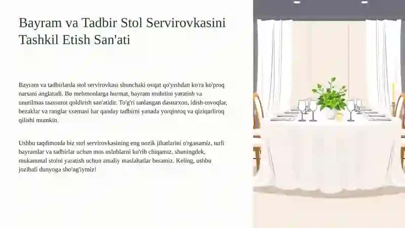 Bayram va Tadbir Stol Servirovkasini Tashkil Etish San'ati 2