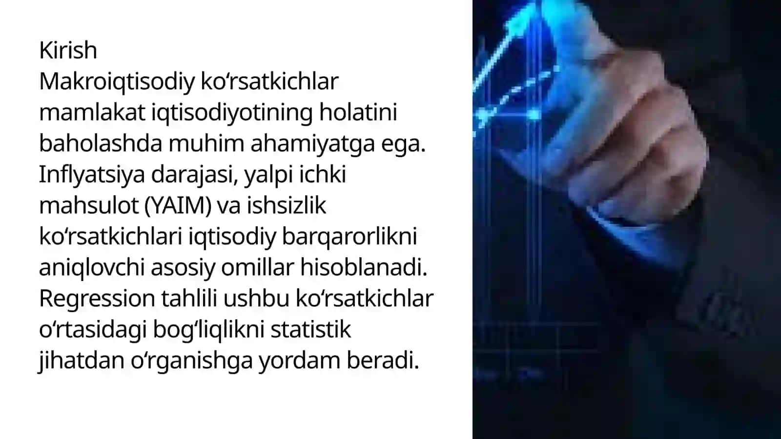 Makroiqtisodiy ko'rsatkichlar(inflyatsiya, YalM, ishsizlik) bo'yicha regression tahlili 2