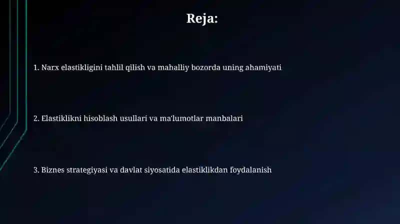 Mahalliy bozorda narx bòyicha elastik hisoblash va uning ahamiyatini tahlil qilish 2