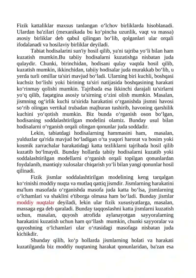 Fizika fanidan test savollari 2