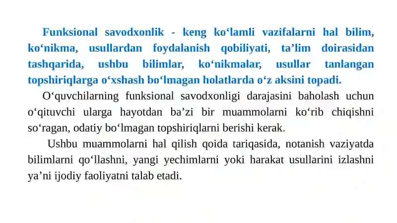 Umumiy o’rta talim maktab o’quvchilari uchun PISA topshiriqlarini tayyorlash va baholash mezonlari 2