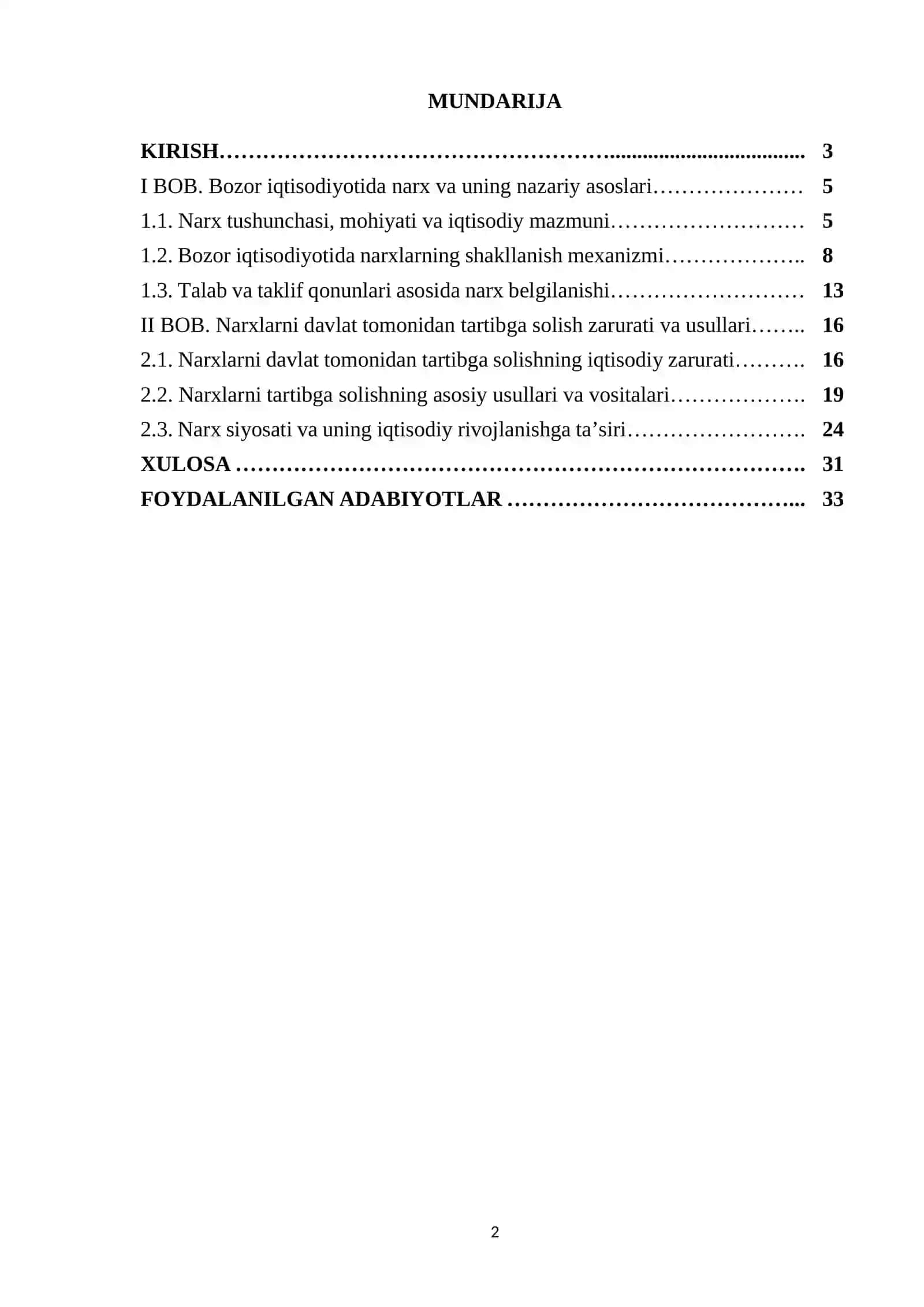 Bozor iqtisodiyotida narxlarning davlat tomonidan tartibga solinishi 2