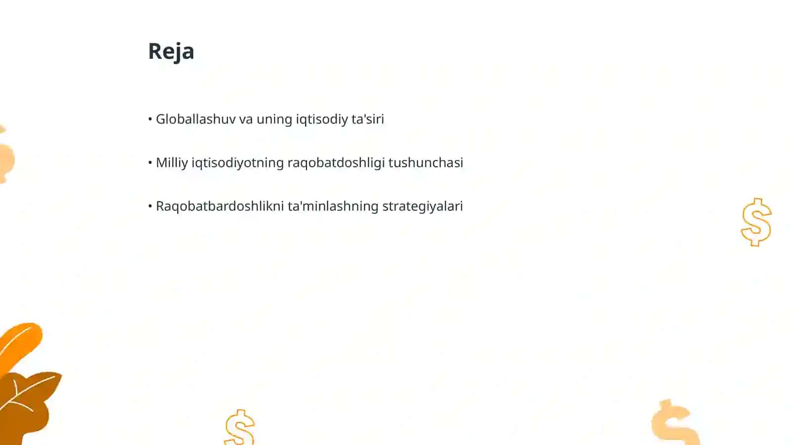 Jahon iqtisodiyot globallashuvi sharoit milliy iqtisodiyot raqobatdoshligini ta’minlash muammolari 2