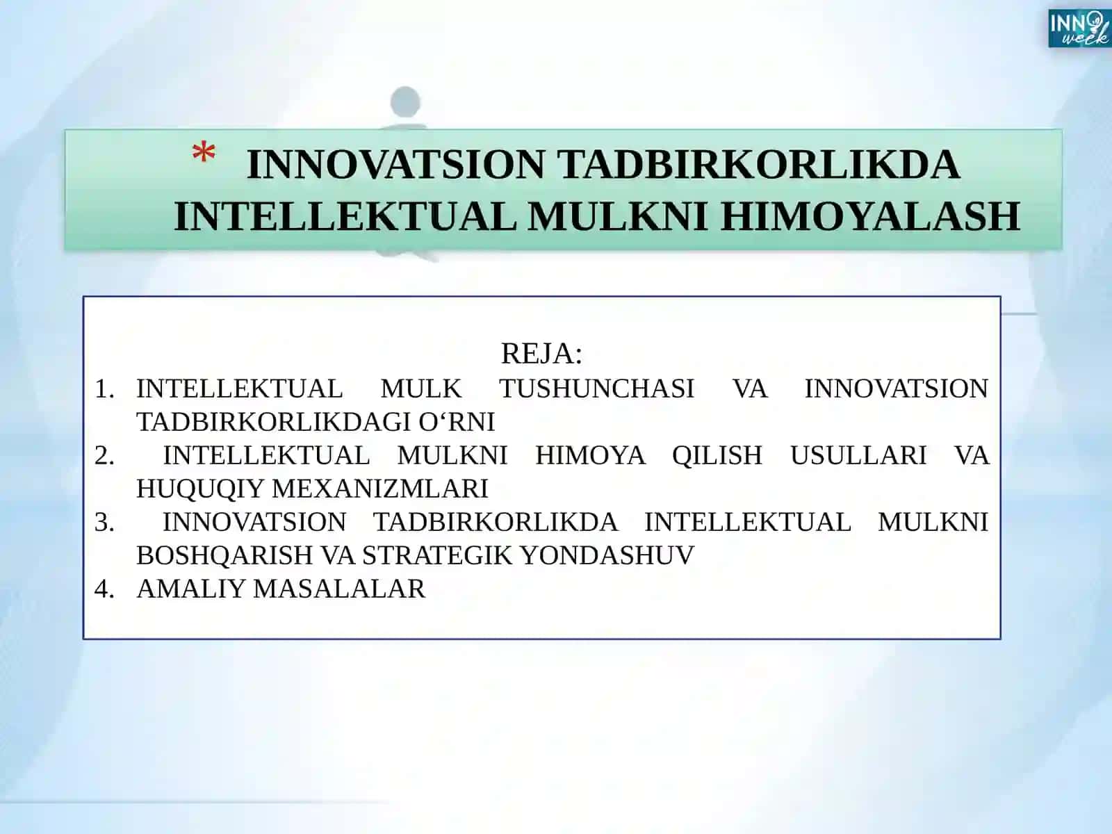 INNOVATSION TADBIRKORLIKDA INTELLEKTUAL MULKNI HIMOYALASH 2