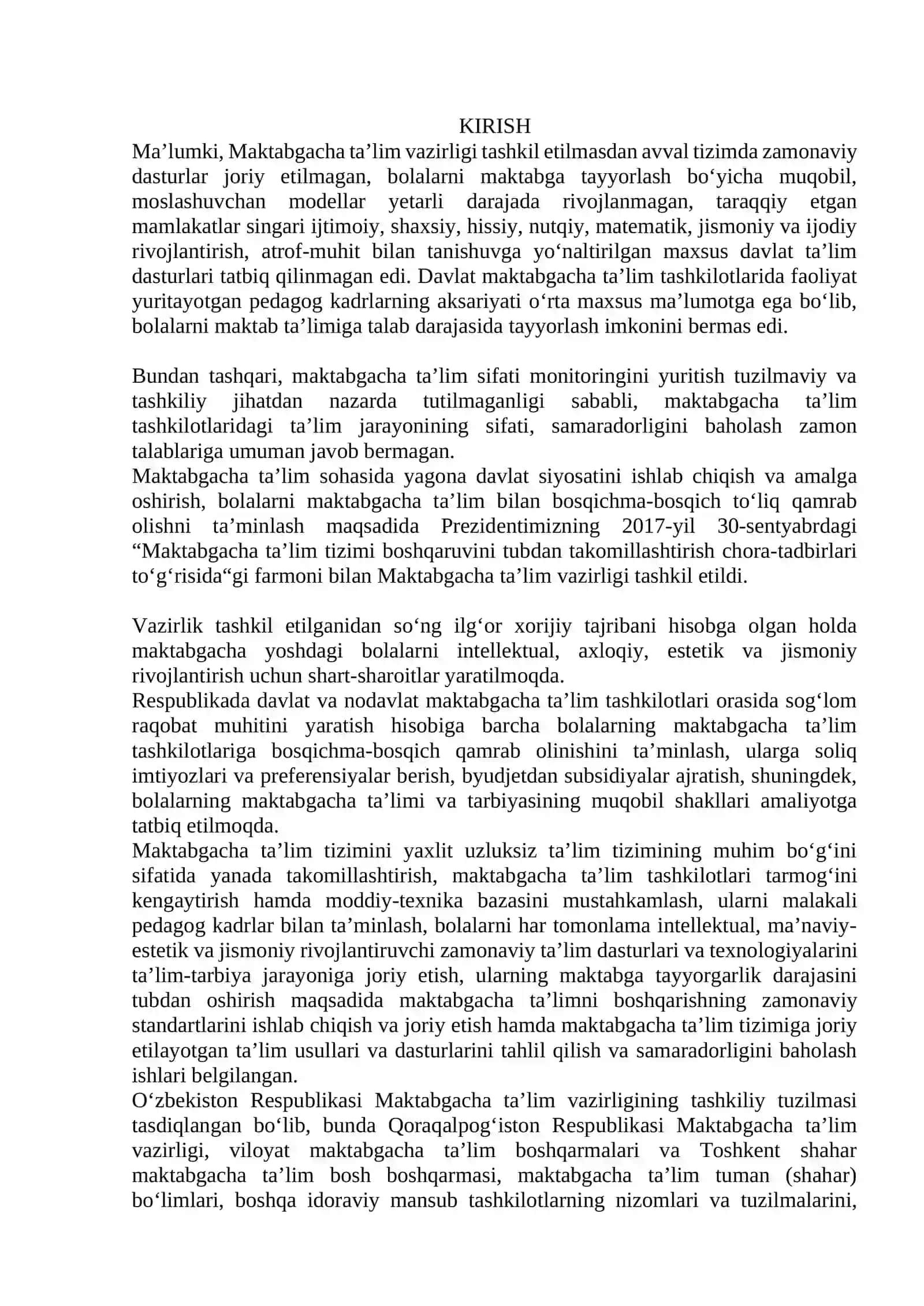 Maktabgacha Ta'limni Rivojlantirish 2