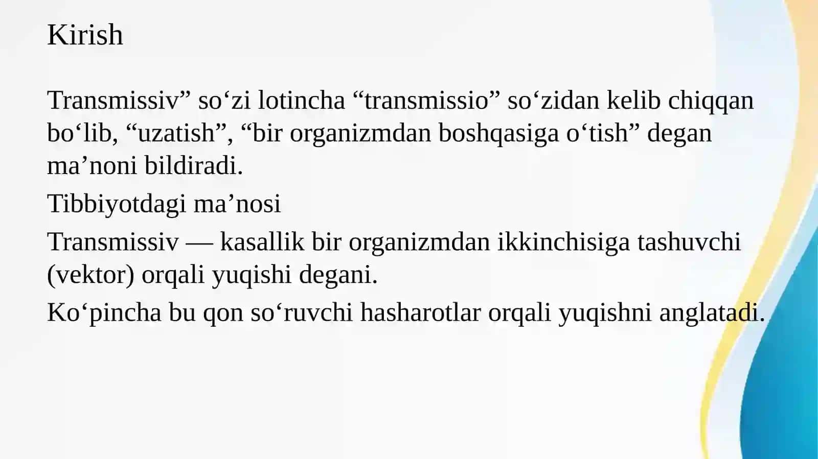 Transmissiv va virusli infeksiyalarning Dunyo boʻyicha va Oʻzbekiston  hududida tarqalishining zamonaviy  xususiyatlari 2