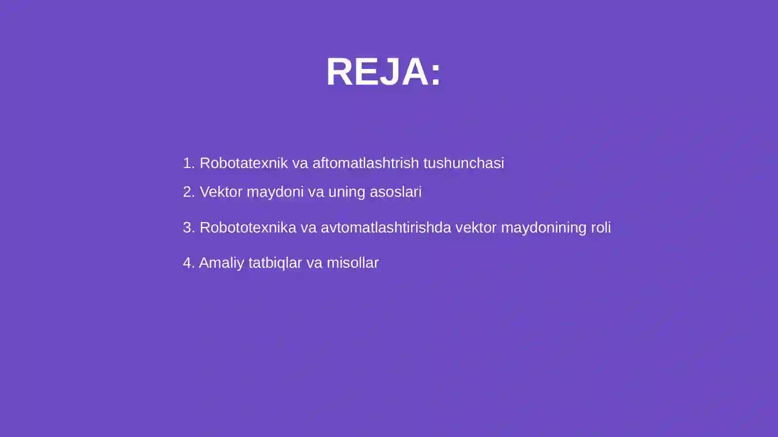 Robotatexnik va aftomatlashtrish vektor maydoni tatbiqi 2