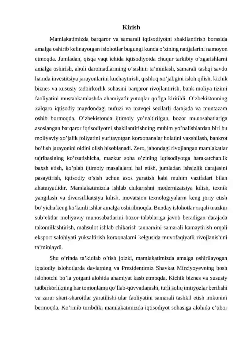 Xususiy kapital tahlili va uni xorij tajribasi asosida takomillashtirish 2