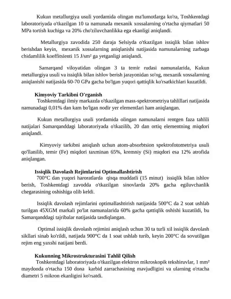 Kukun metallurgiyasi usulida olingan detallar qizdirib ishlov berish 2