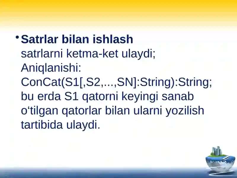 Satrlarlima’lumotlarbilanishlash 2