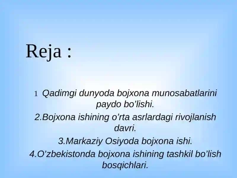 BOJXONA ISHINING SHAKLLANISHI VA RIVOJLANISHI TARIXI 2