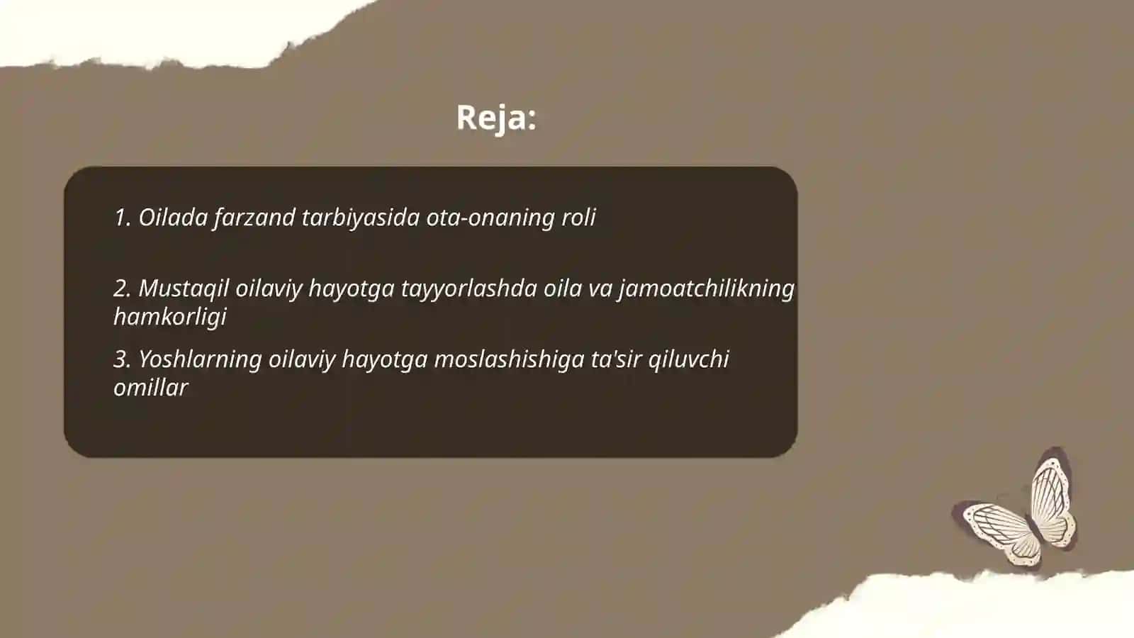 Oilada yoshlarni mustaqil oilaviy hayotga tayyorlashda oila va jamоatchilik hamkorligi.Oilada farzand tarbiyasida yetti fazilat va yetti noqislik 2