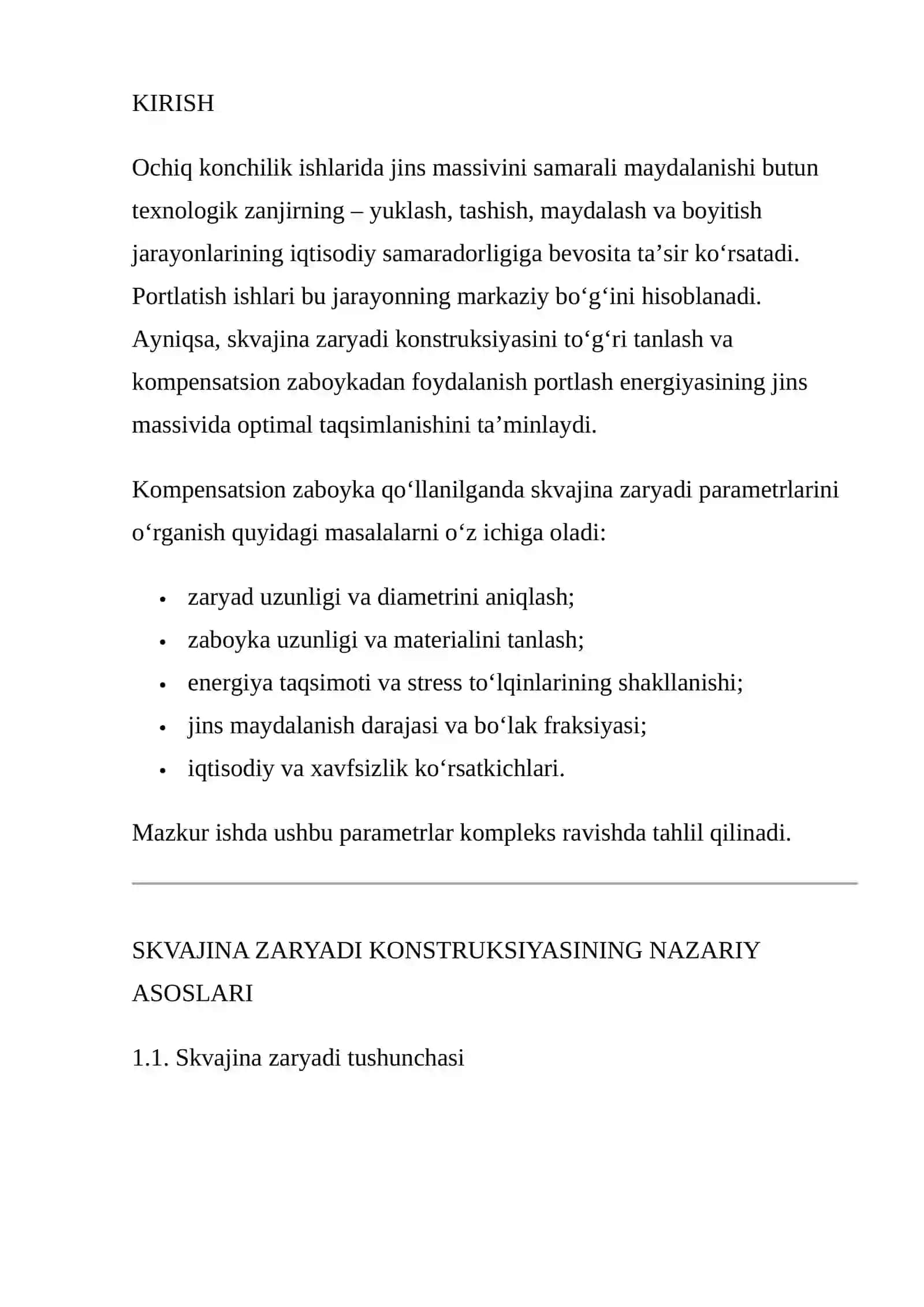 KOMPENSATSION ZABOYKA QO‘LLANILGANDA PORTLOVCHI MODDA SKVAJINA ZARYADI KONSTRUKSIYASI PARAMETRLARINI O‘RGANISH 2