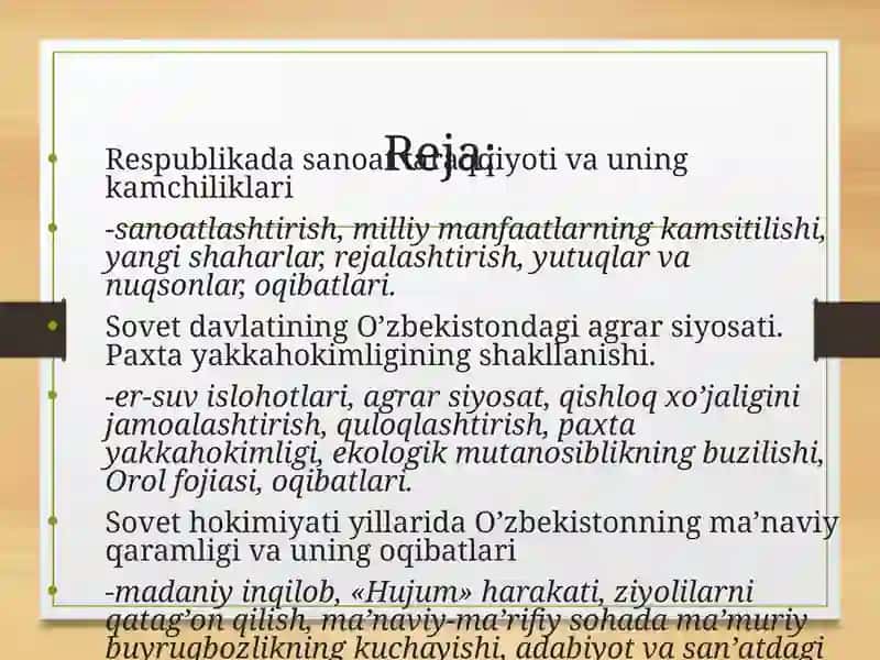 Sovet Hokimiyating O'zbekistonda Yuritgan Ijtimoiy Iqtisodiy Siyosati. Qatag'onlik Siyosati 2