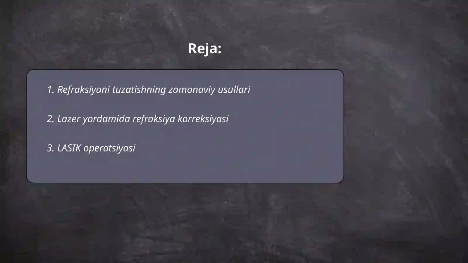 Refraksiyani zamonaviy korreksiya va davolash usullari 2