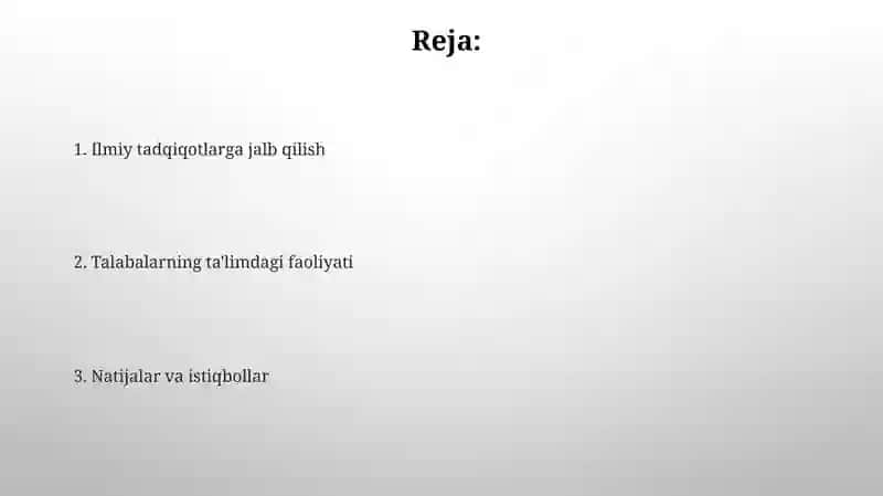 Talabalarning óquv ilmiy tadqiqot oshrishlarni bajarish 2