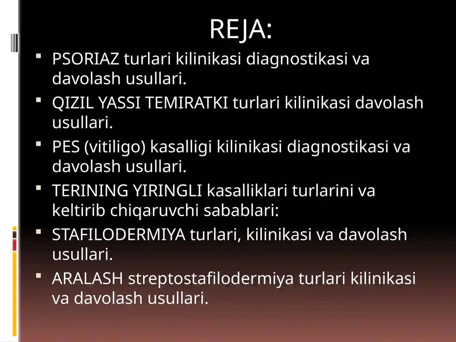 PSORIAZ turlari, kilinikasi, diagnostikasi va davolash usullari 2