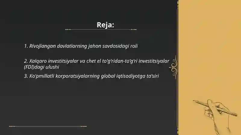 Jahon xoʻjaligida rivojlangan davlatlarning tutgan oʻrni 2